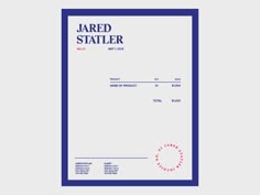 an invoice form with the words jared stater on it