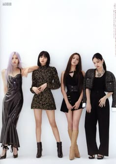 Blackpink Black Photoshoot, Blackpink Group Photoshoot, Blackpink In Black Outfit, Blackpink Formal Outfits, Blackpink Black Outfit, Blackpink Wearing Black, Blackpink Outfits Stage Group, Blackpink Group Outfits, Blackpink The Album Photoshoot