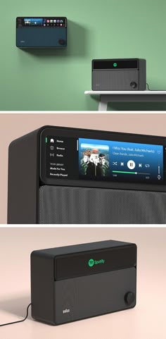 there are three different views of an electronic device