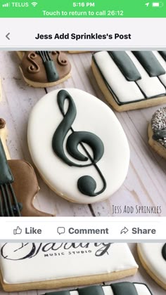 two cookies decorated with music notes on them