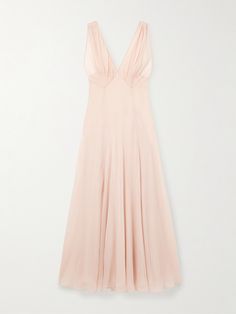 SAINT LAURENT's dress has such an effortless, ethereal feel. It's made from silk-chiffon that seems to float with your every step and has softly pleated cups and a plunging V-neckline, which is mirrored at the back. Saint Laurent Dress, Chiffon Long Dress, Fashion Forecasting, French Girl Style, Chiffon Maxi, Chiffon Maxi Dress, Silk Chiffon, Fancy Dresses, Women Collection