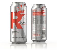 a can of red bull energy drink next to an empty can with the label on it