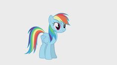 the rainbow pony is standing in front of a white background