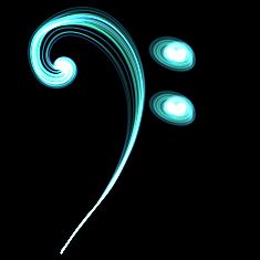 an abstract blue swirl design on a black background with white circles in the shape of spirals