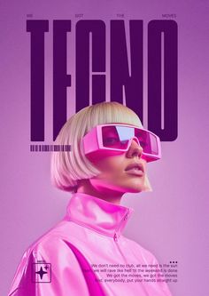 a woman with pink hair and sunglasses on the cover of magazine teno, featuring an advertisement
