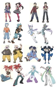 several different anime characters are shown together