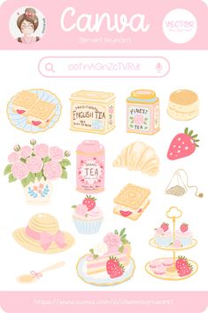 Afternoon Tea Clipart Set – Pastel English Tea Party Illustration for Canva Pro | sticker books for journaling 604.47.8.83