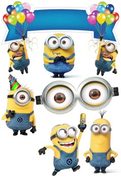 some minion characters are holding balloons