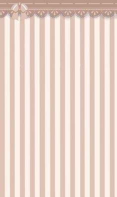 a pink and white striped wallpaper with an ornate lace border on the bottom corner