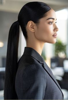 Ponytail Sleek, Straight Hair Ponytail, Sleek Back Low Ponytail, Low Ponytail Sleek, Sleek Back Ponytail, Sleek Ponytail Look, Low Sleek Ponytail, 2024 Ponytail Hairstyles, Sleek Ponytail Style