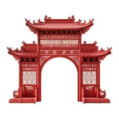 Chinese Arch, Traditional Japanese House Drawing, Traditional Chinese Gate, Chinese Gate Svg, Red Chinese Gate Design, Chinese Gate Design, Chinese Gate Illustration, Japanese Gate Png, Colorful Chinese Gate Illustration