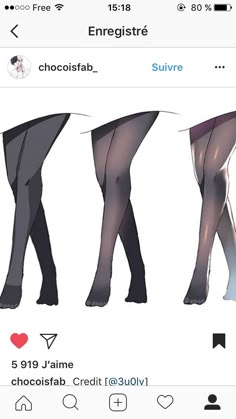 three different types of leggings are shown on an iphone screen, and one is showing