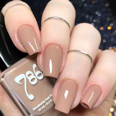 Beige Color Nails Acrylic, Light Coffee Color Nails, Elegant Beige Nail Color, Glossy Beige Nails, Neutral Brown Nail Polish, Dark Nude Nail Polish, Pinkish Brown Nail Color, Skin Colour Nail Polish, Nude Brown Nail Polish
