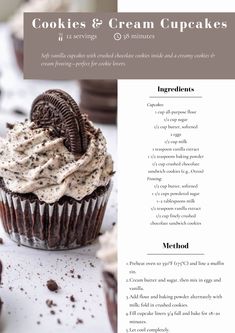 the recipe for cookies and cream cupcakes