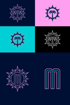 four different logos with the letter m on them