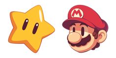 a star and mario bros character are shown in cartoon style, one is wearing a red hat