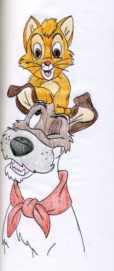 a drawing of a cat and dog on top of each other