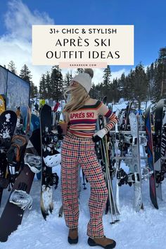Looking for chic après ski outfits and trendy ski outfits for women? I've rounded up 31+ dreamy ideas to elevate your skiing aesthetic outfits game. Whether you're planning an après ski outfit party or just love cozy après ski style, these looks will have you slaying from the slopes to the lodge. Think luxe knits, stylish puffers, and snow-ready boots that blend comfort and fashion. Explore the ultimate après ski outfit inspo and nail that ski town outfit vibe this winter! Apres Ski Party Outfit Ideas, Apres Ski Theme Outfit, Apres Ski Outfits Women, Style For Snow, Fun Ski Outfits, Ski Apres Outfits, What To Wear To Apres Ski Party, Snow Rave Outfit, Chic Ski Outfits Women