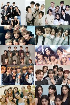 many different pictures of people posing together