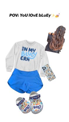 Bluey Themed Outfit, Bluey Outfit Ideas, Bluey Party Outfit, Bluey Future Kid, Bluey Family Outfits, Bluey And Bingo Outfits, Bluey Summer Outfits, Bluey Outfits, Bluey Pjs