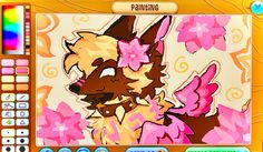 the screen is displaying an image of a dog with pink flowers on it