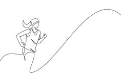 a woman is running on a surfboard in the ocean continuous line drawing by hand