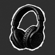 the headphones sticker is black and white, with a shadow effect on it