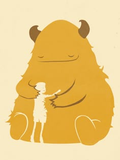 Michael Mossner Hugging Monster, Yellow Monster Drawing, Hug Monster, Cute Monster Silhouette Illustrations, Cute Yellow Monster Illustration, Simple Monster Illustration, Cute Monster Illustrator, Creative Monster Illustration, Yellow Cartoon Monster Illustration