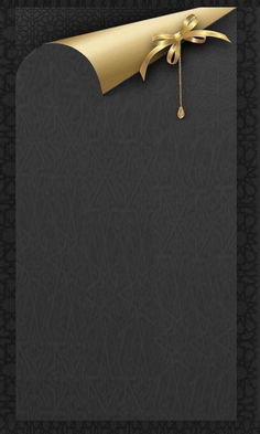 a black background with gold ribbon and bow
