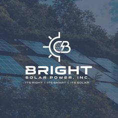 the bright solar power, inc logo is shown on top of several rows of solar panels