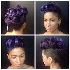 Rockabilly Mohawk, Dyed Faux Hawk, Purple Pompadour, Girly Mohawk, Colored Mohawk, Purple Mohawk, Purple Hair Hawk, Purple Mohawk Women, Mohawk With Color
