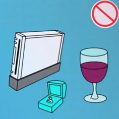 there is a glass of wine and a microwave