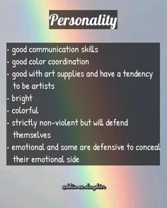 there is a rainbow in the sky with words on it that say, personality