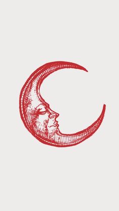 a drawing of a man's face in the shape of a crescent