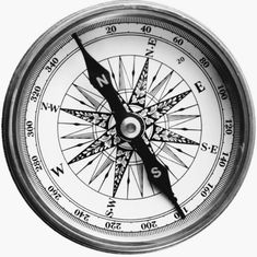 a close up of a compass on a white background