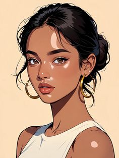 a painting of a woman with large hoop earrings