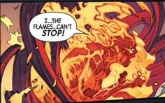 a comic book page with an image of a woman's face and the words flames can't stop
