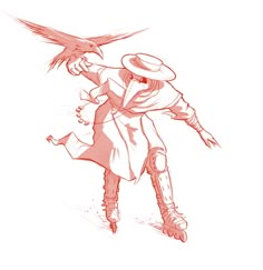 a drawing of a woman with a bird on her shoulder