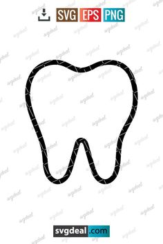 a black and white image of a tooth with the word svg eps png
