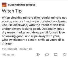 Witch Tip- Mirrors How To Cleanse A Mirror, Cleansing A Mirror, Witchcraft Mirror Techniques, How To Use Mirrors In Witchcraft, How To Use A Mirror In Witchcraft, How To Clean A Witch Mirror For Witchcraft, How To Clean A Mirror For Witchcraft, Mirror Witchcraft, Mirrors In Witchcraft