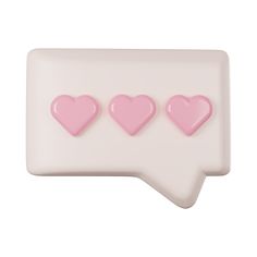 three pink hearts on a white speech bubble