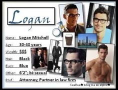 a poster with pictures of men in suits and glasses on it's front page