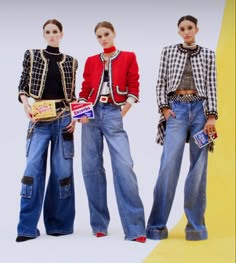 How To Style A Tweed Jacket, Chanel Tweed Jacket Outfit, Chanel Tweed Jacket With Jeans, Chanel Cardigan Fall Fashion, Chanel Wide Leg Jeans, Alice Olivia Outfits, Chanel Jacket And Jeans, Chanel Jacket Outfit, Chanel Plaid Jacket