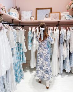 Loveshackfancy Preppy, Blue Loveshackfancy, Love Shack Fancy Blue And White Dress, Preppy Dresses Loveshackfancy, Coastal Granddaughter Outfits Pink, Preppy Girls, Coastal Blue, Grey Outfit, White Aesthetic