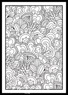 an abstract coloring page with lots of flowers