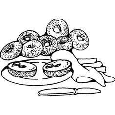 a plate with donuts and sausages on it