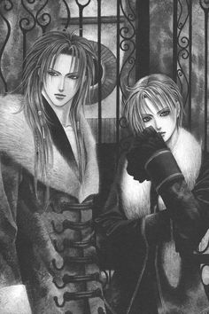 two anime characters sitting next to each other