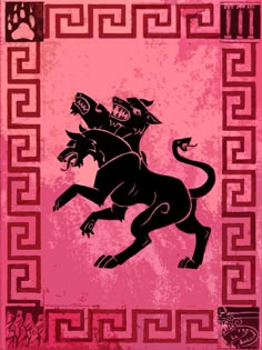 a black and pink poster with an animal on it's back