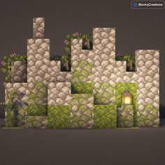 #minecraftdecorations • Instagram Minecraft Wall Plants, Mc Stone Wall Design, Minecraft Mountain Wall Design, Deepslate Walls Minecraft, Stone Wall Pattern Minecraft, Minecraft Flat Wall Designs, Minecraft Spider Web Build, Minecraft Mossy Wall, Minecraft House Walls Ideas