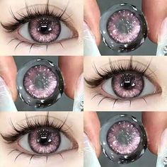 Cat Eyes Contacts, Pretty Eye Contacts, Pink Eye Contacts Aesthetic, Pretty Contacts, Cute Eye Contacts, Cool Looking Contacts, Purple Lenses, Pretty Contact Lenses, Purple Eye Contacts